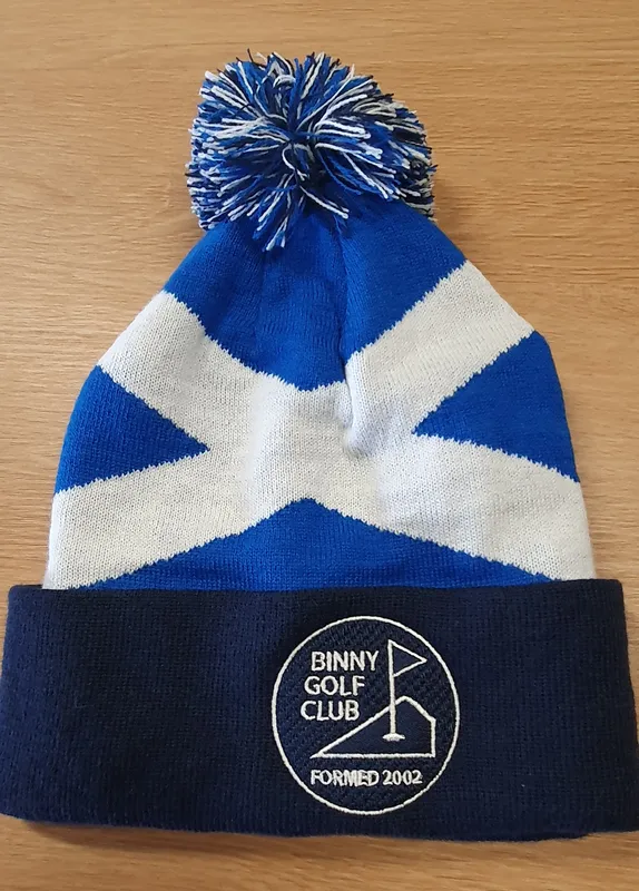 Winter Bobble Hat Navy, Blue and White